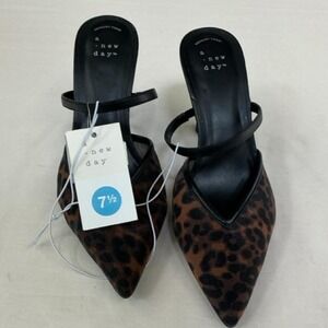 A New Day leopard print mule heels